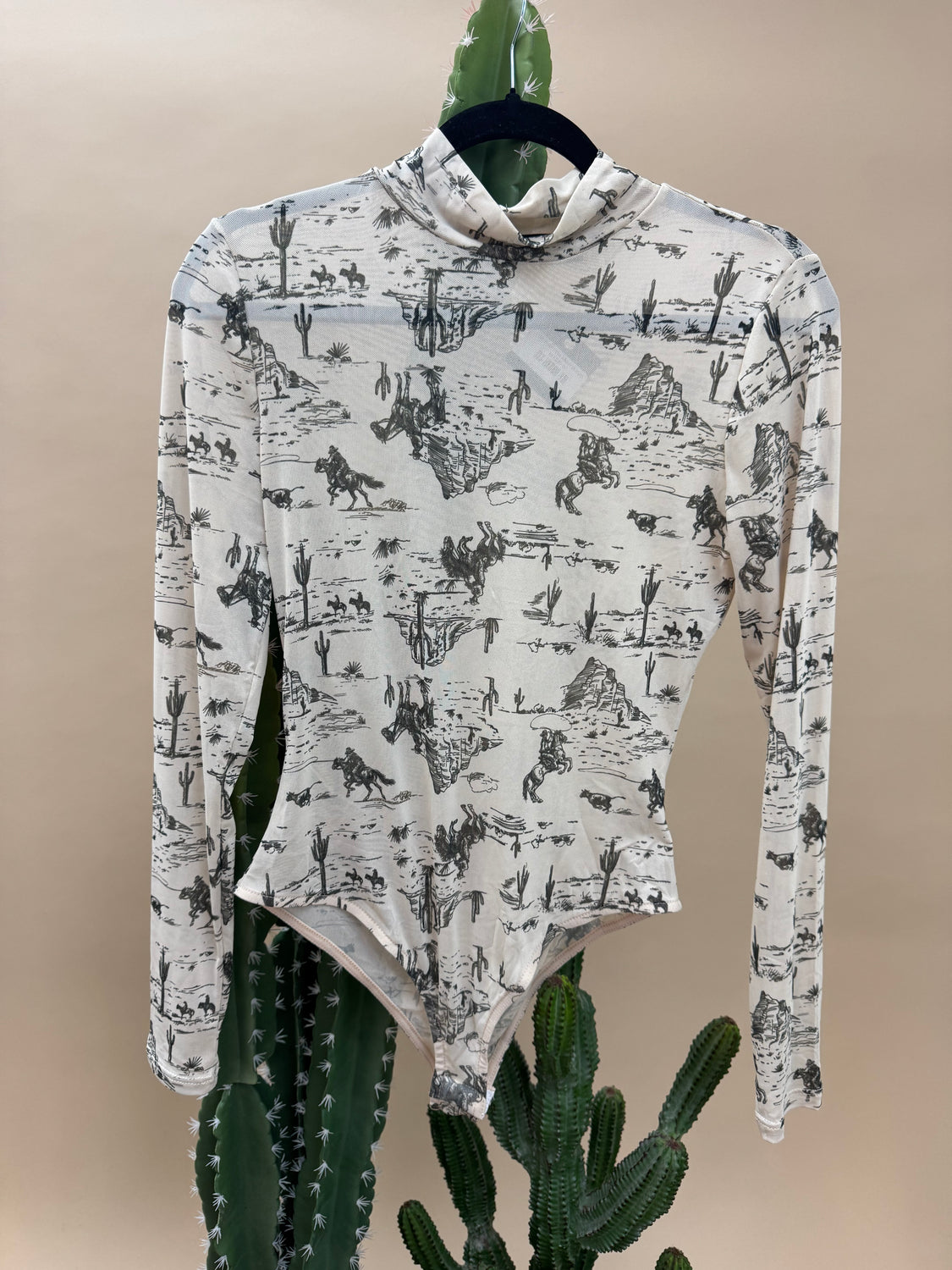Old West Print Mesh Bodysuit