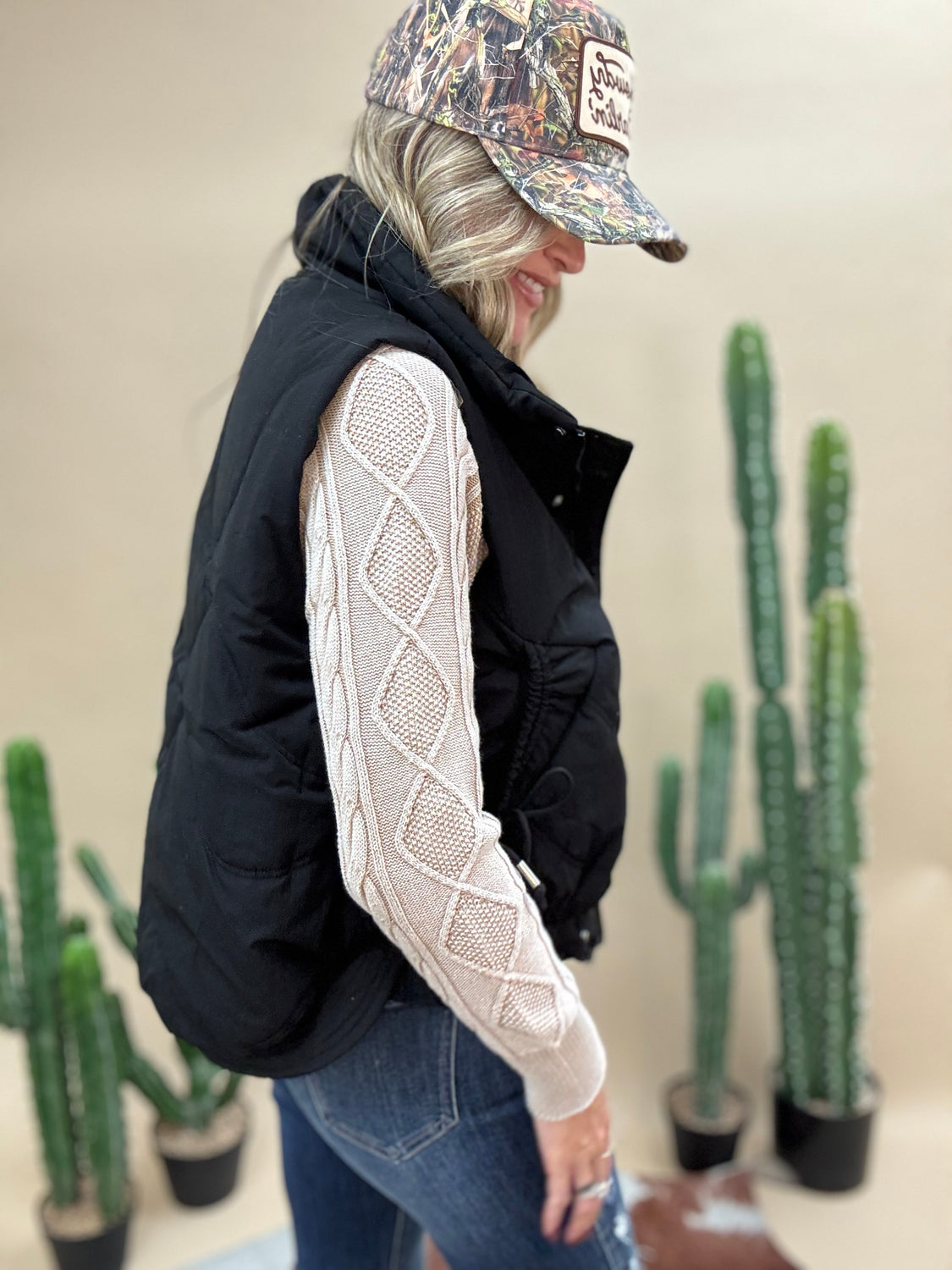 Quilted Black Puffer Vest