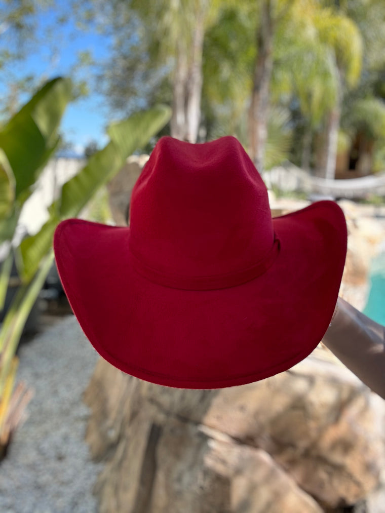Crimson Vegan Suede Hat