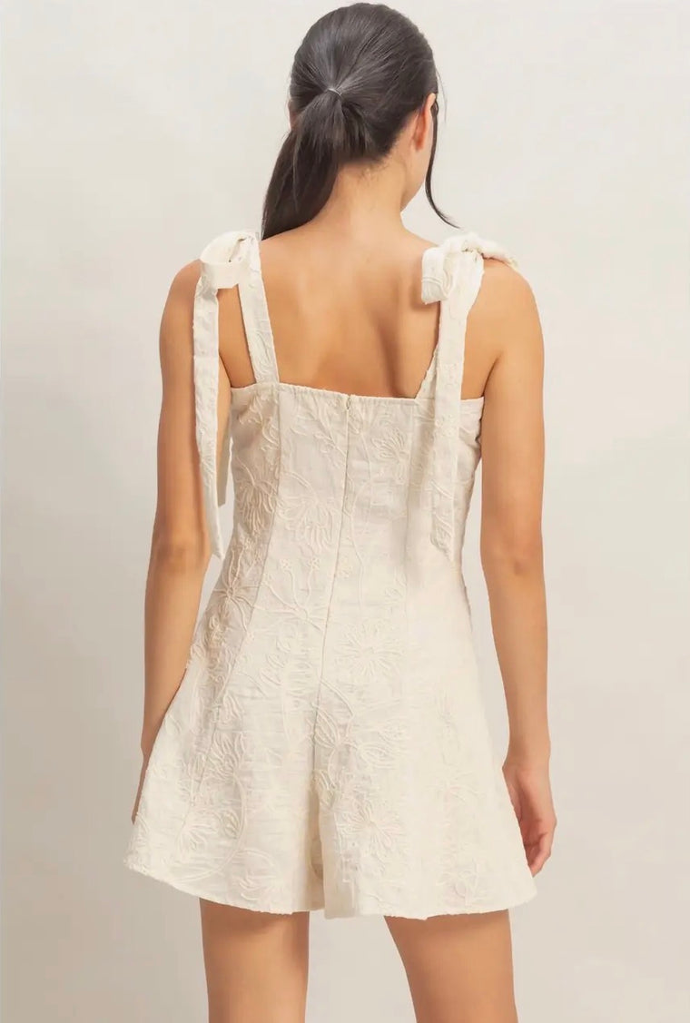 Florence Embroidered Cream Romper