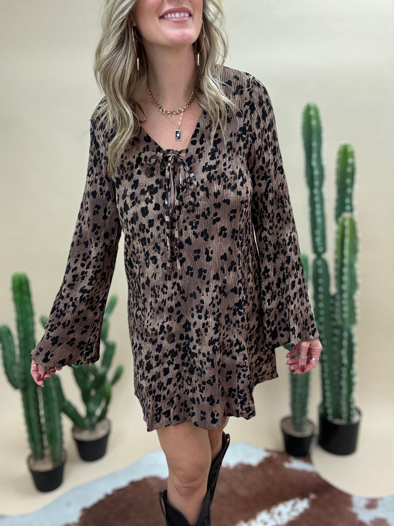 Leopard Pleated Mini Dress