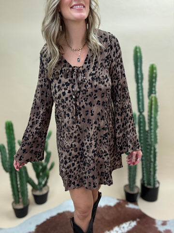 Leopard Pleated Mini Dress