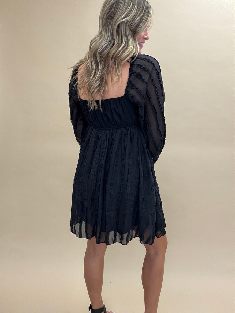 Selene Textured Black Mini Dress