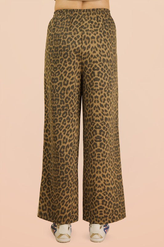 Leopard Cream Stripe Track Pants