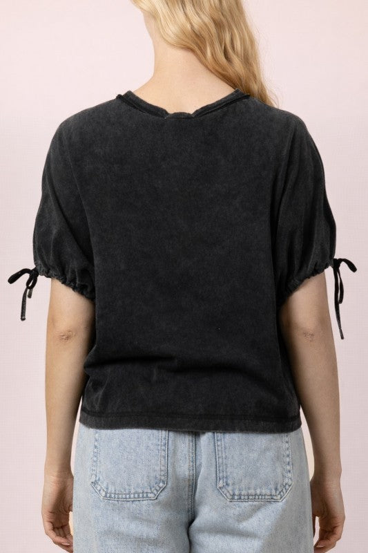 Charcoal Washed Tie Sleeve Tee