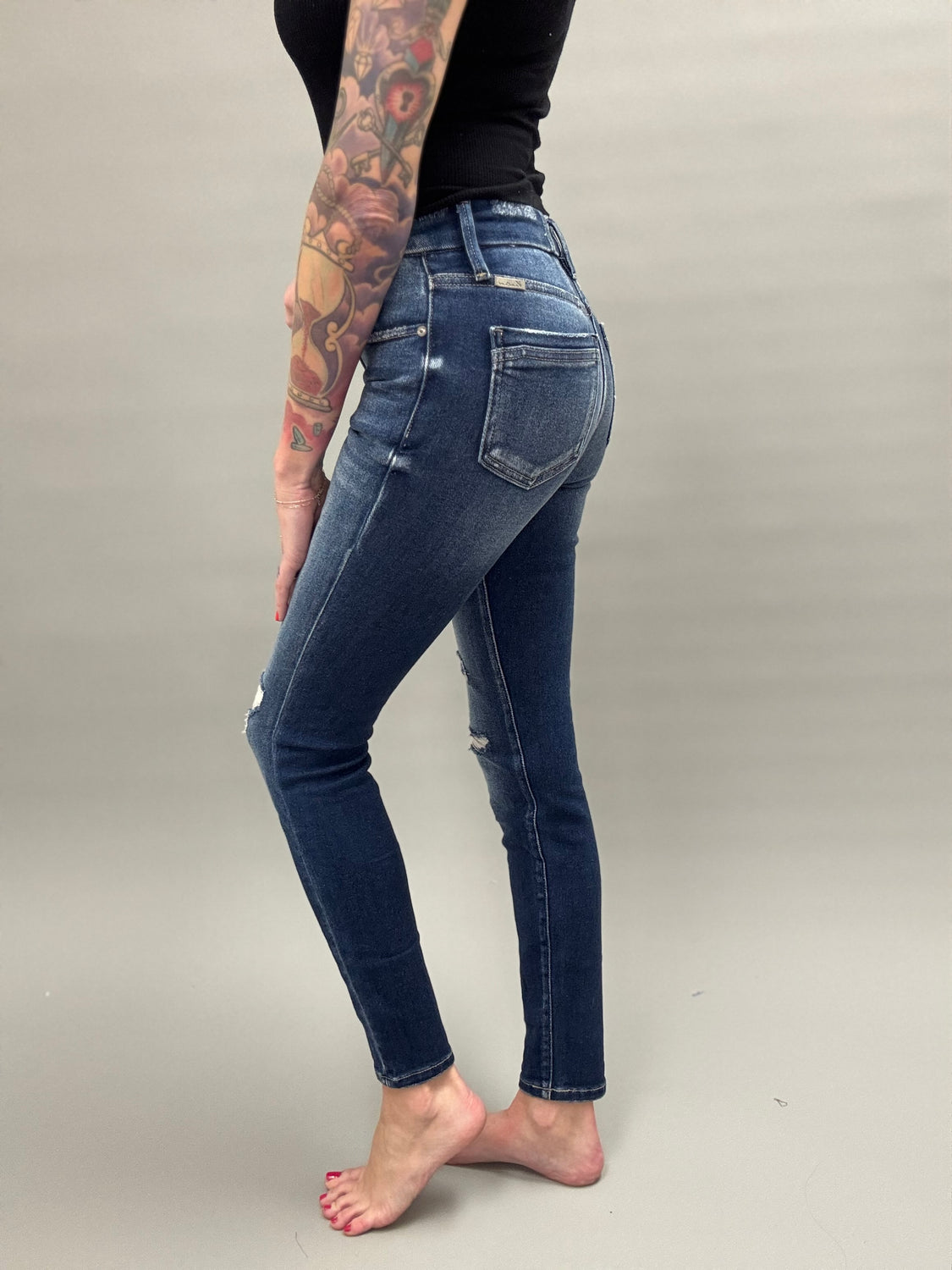 Indigo Distressed Skinny Kancan Jeans