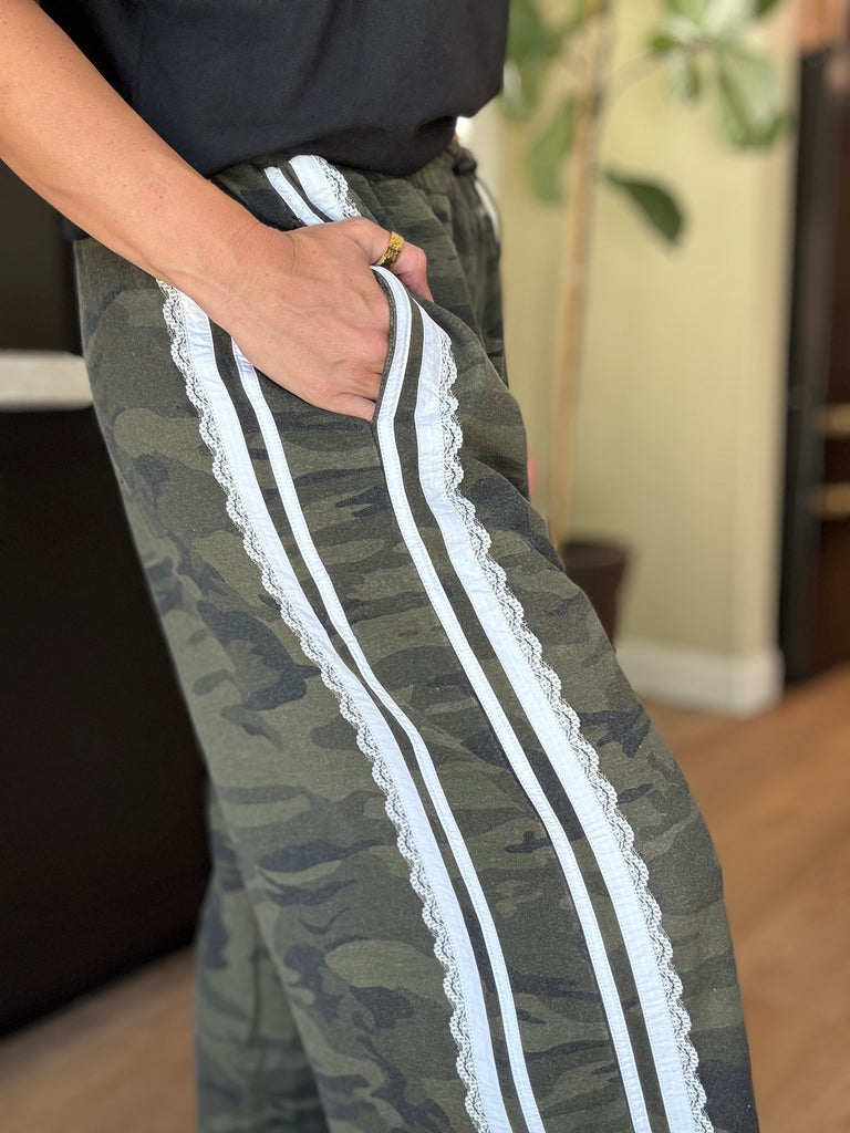 Camo+Lace Track Pants