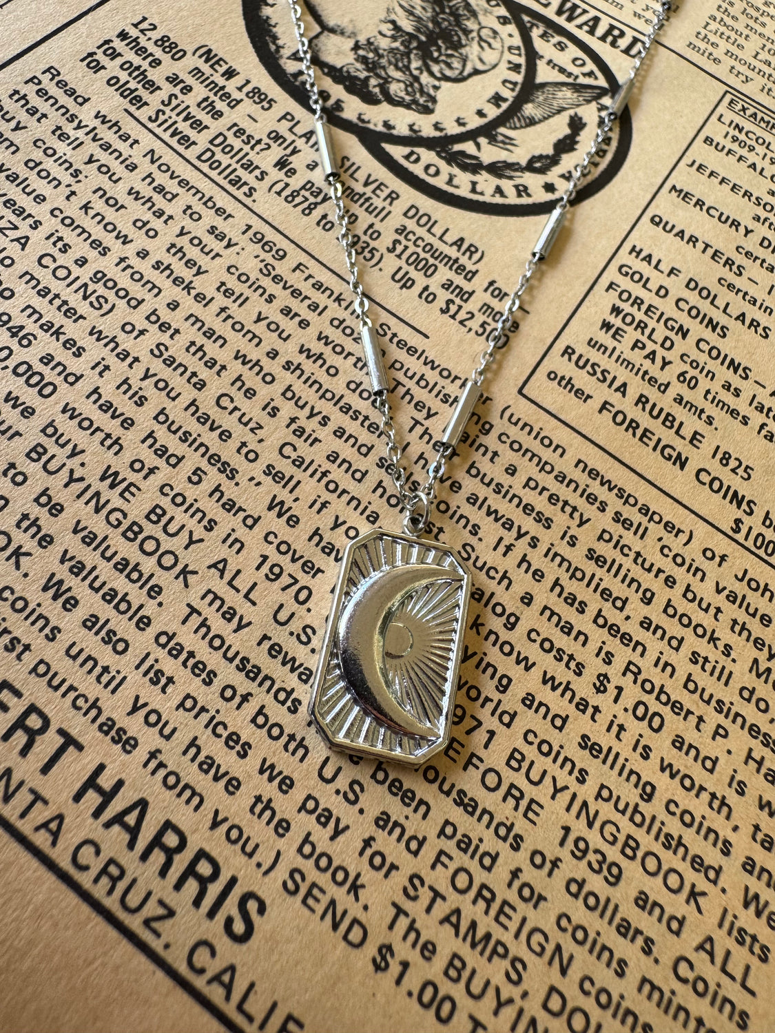 Silver Moon Satellite Chain Necklace