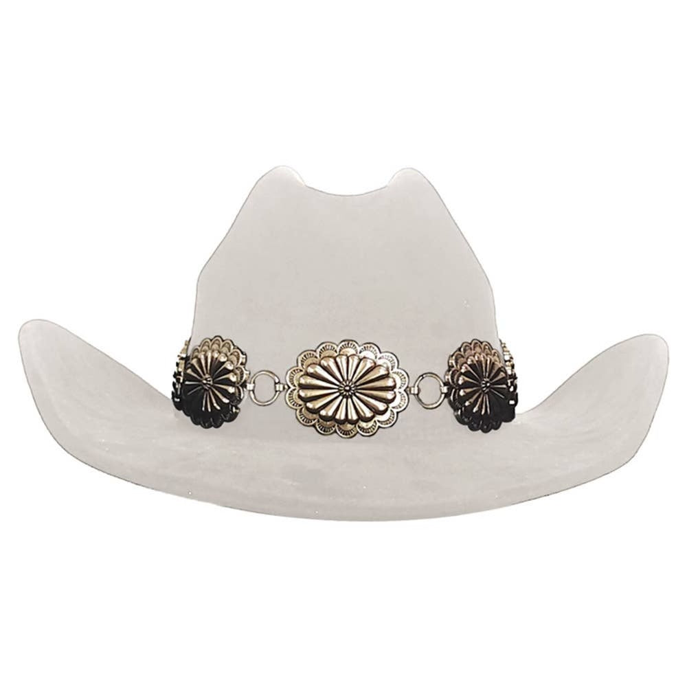 Gold+Cream Concho Belted Cowboy Hat