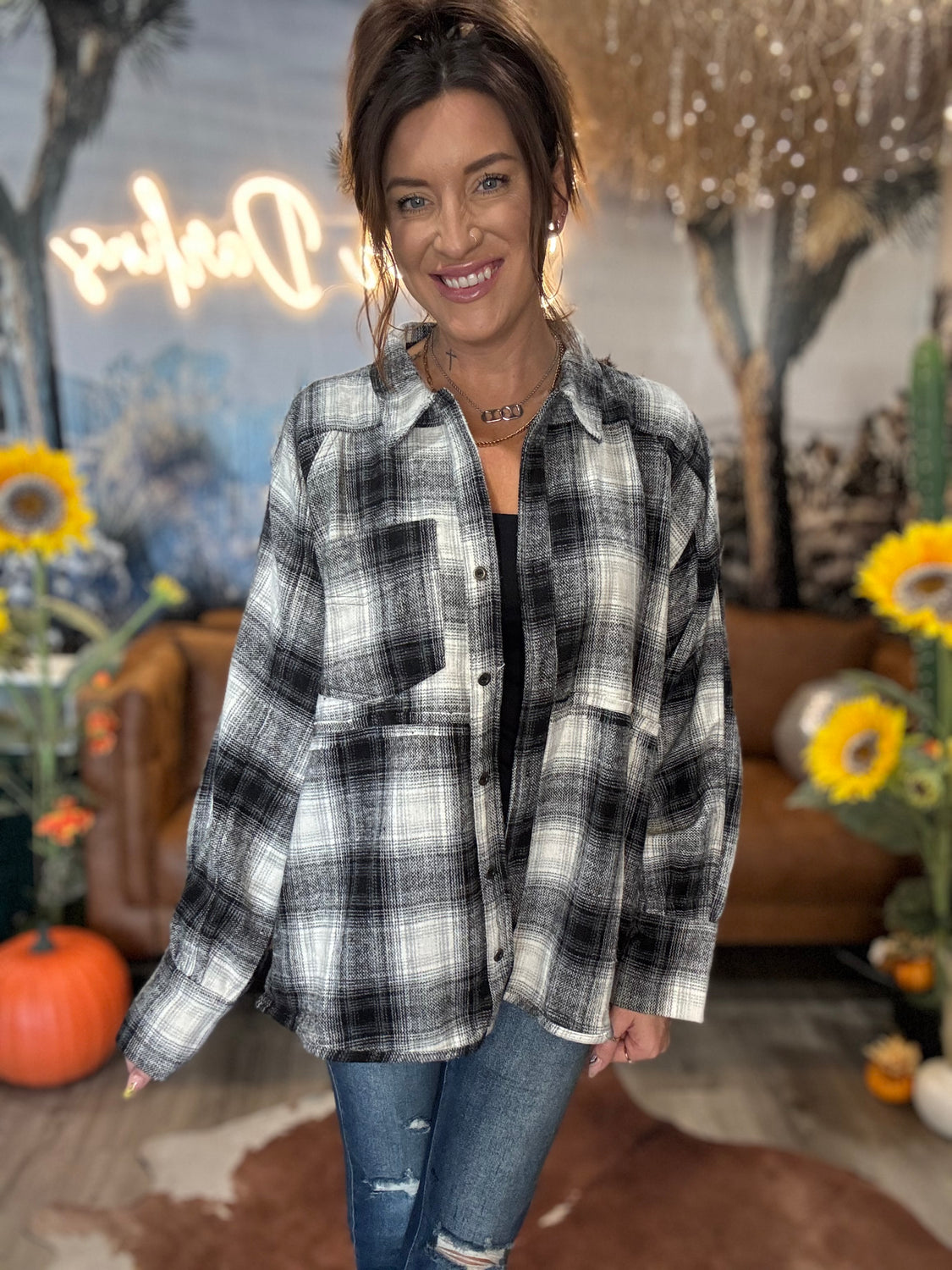 Grayskies Plaid Flannel Shacket