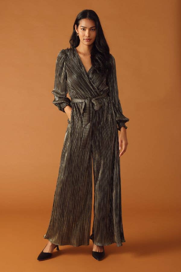 Opal Gold Micro Pleated Jumpsuit