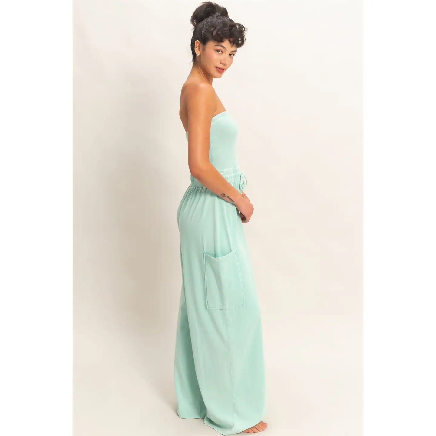 Mint Strapless Jumpsuit