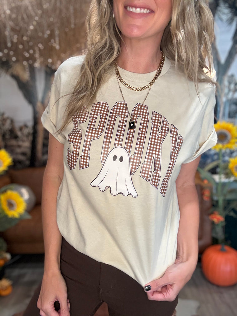 Gingham Spooky Ghost Graphic Tee
