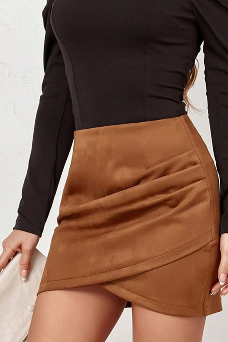Suede Wrap Mini Skirt