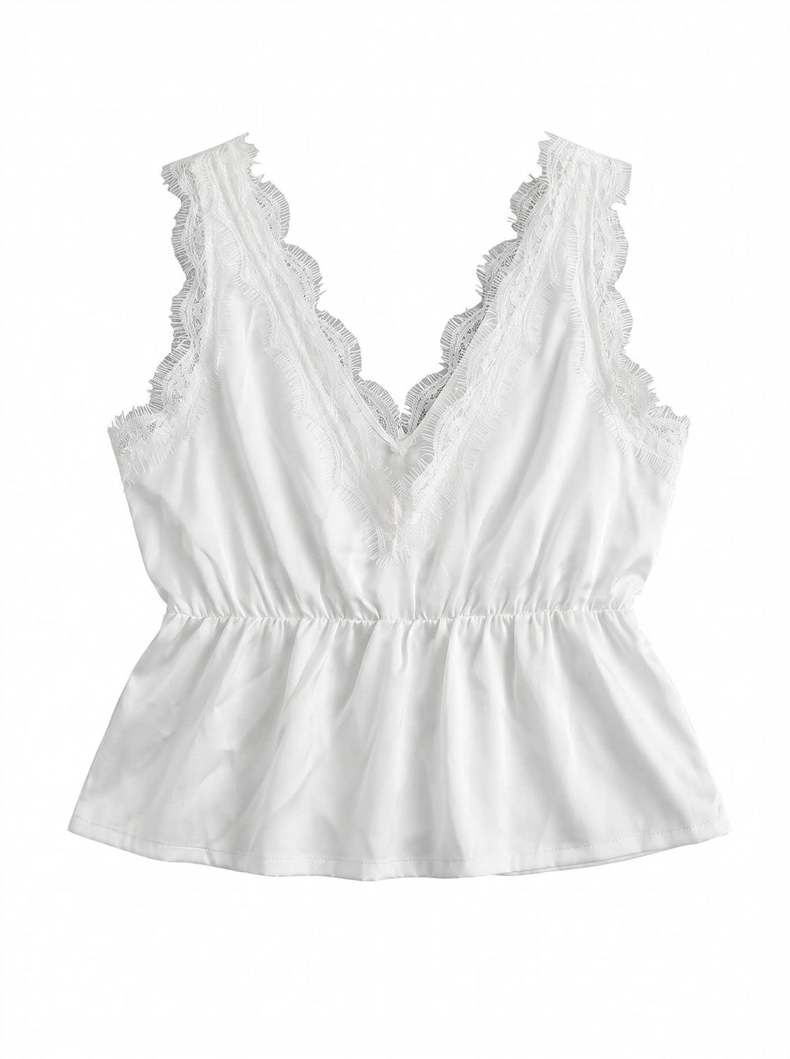 Lace Trim Tie Front Top