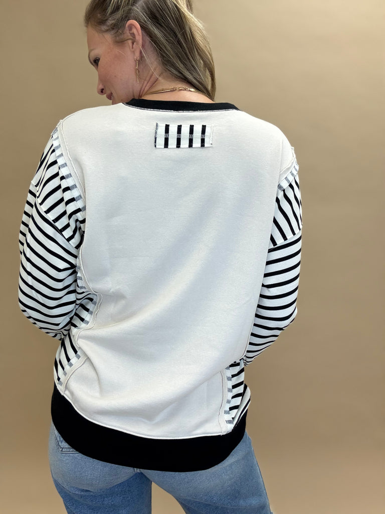 Stripe Doleman Sleeve Pullover