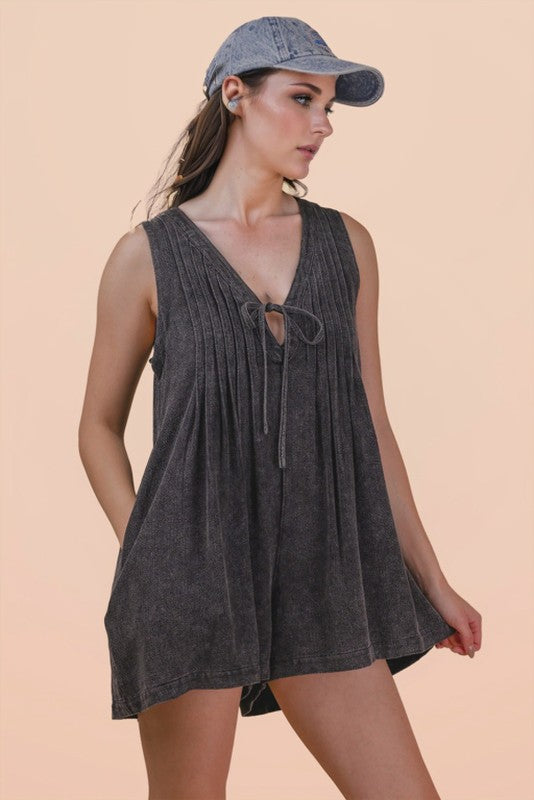 Mineral Wash Charcoal Romper