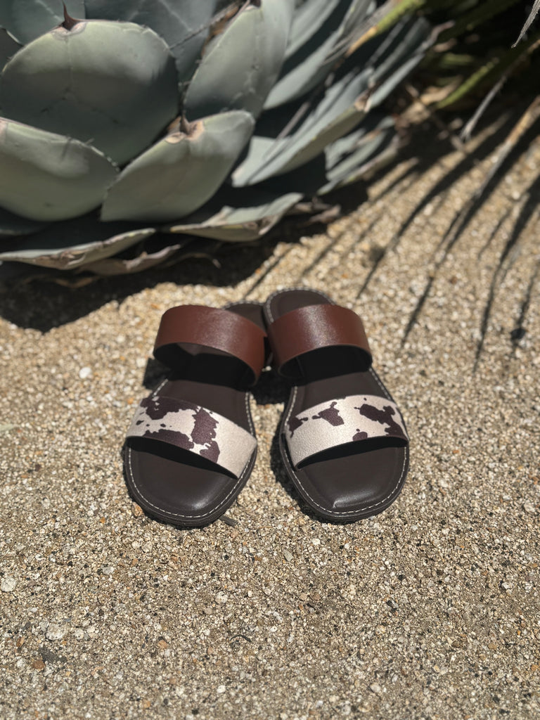 Double Band Cow Print Sandal