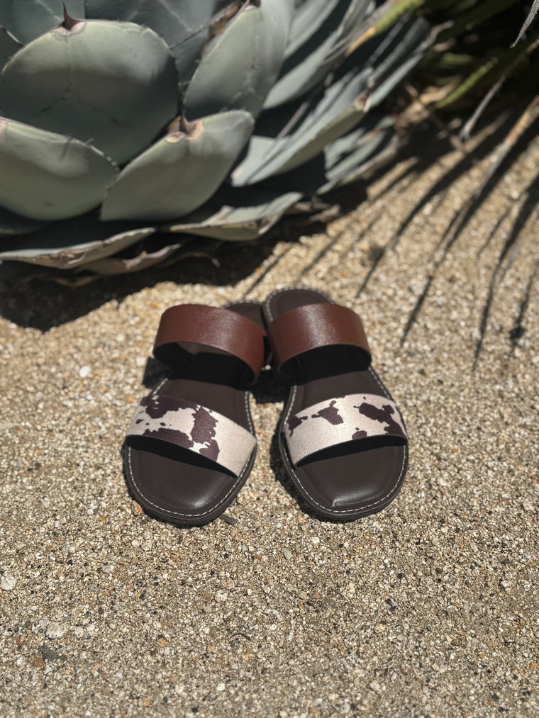 Double Band Cow Print Sandal
