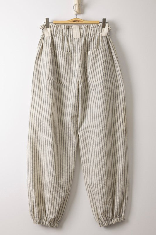 Cream & Charcoal Stripe Pants