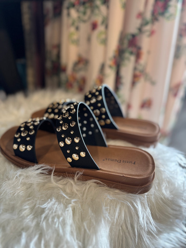 Gold Studded Double Strap Sandel