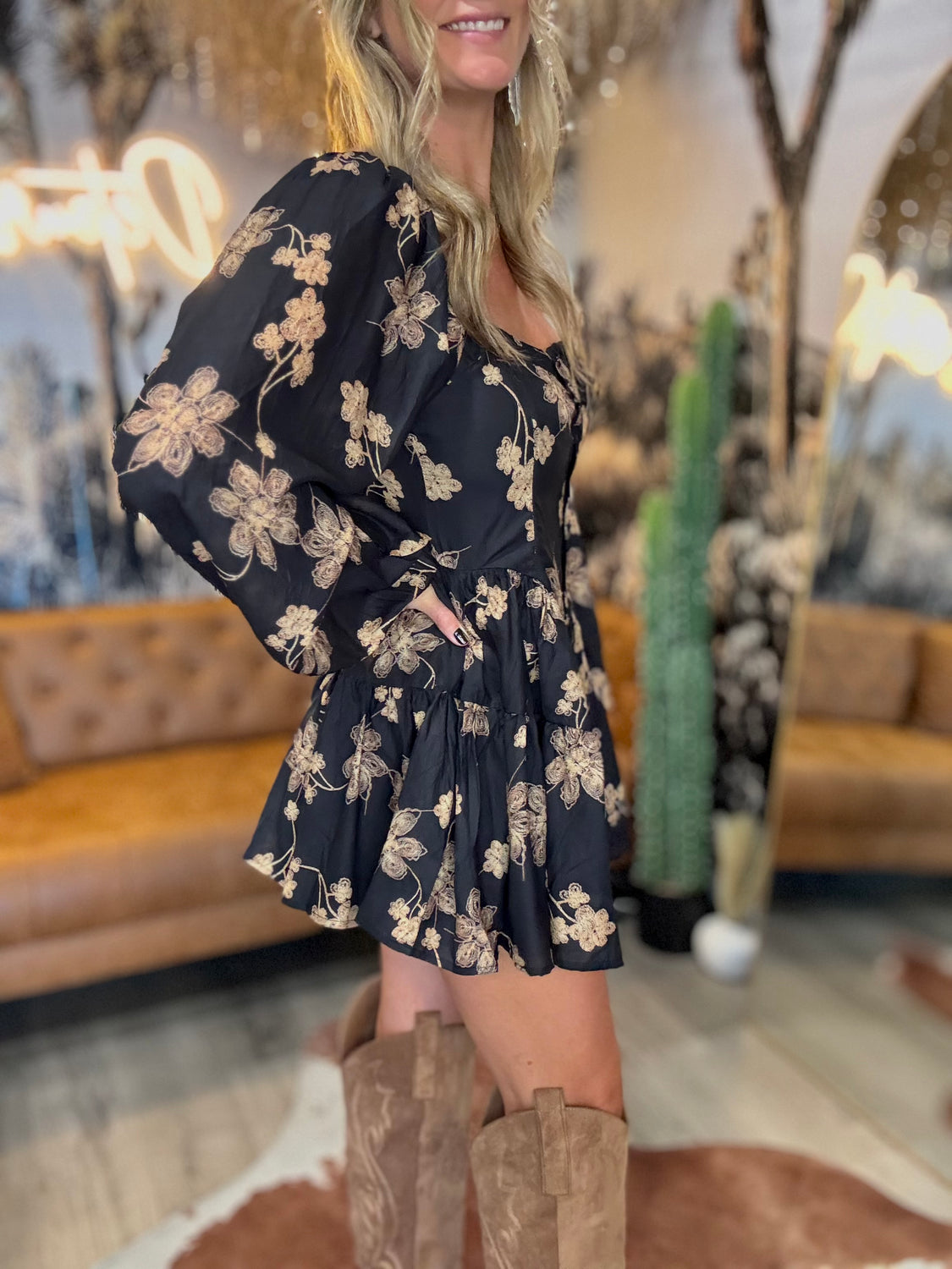 Solstice Bubble-Sleeve Ruffle Romper