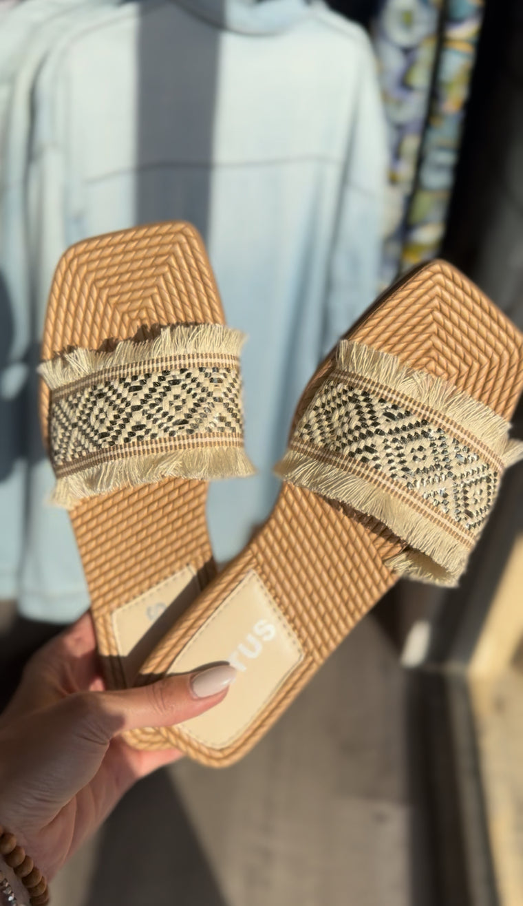 Braided Raffia Slide Sandal