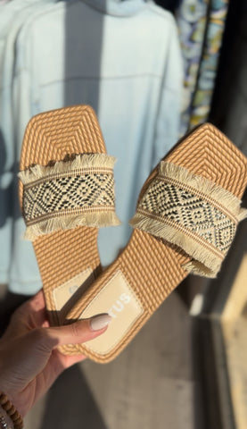 Braided Raffia Slide Sandal