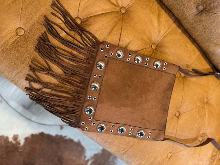 Fringe Suede Studded Bag
