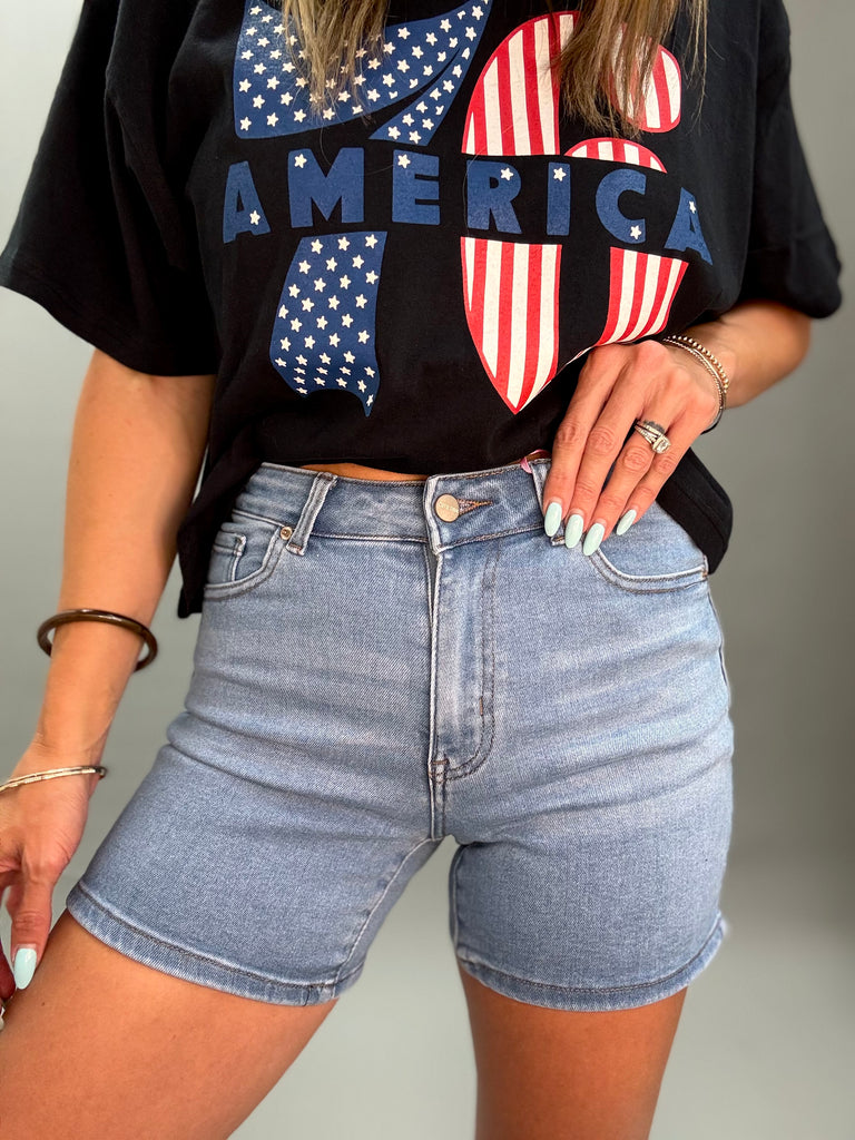 Madrè Stretch Light Wash Shorts