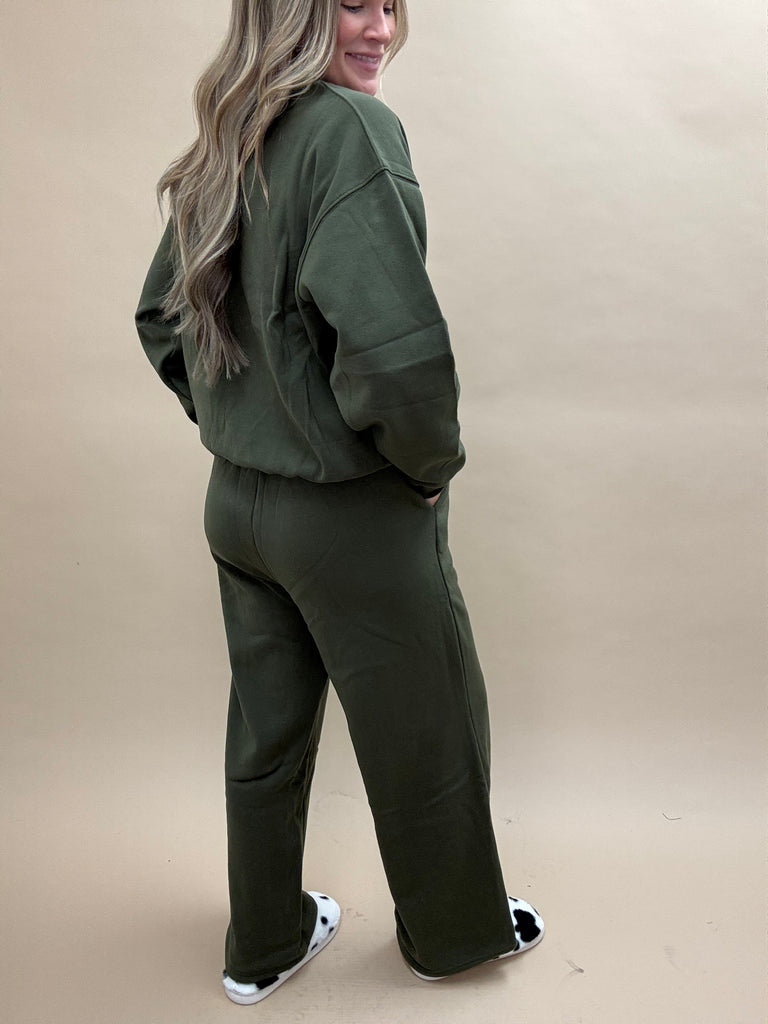 Fleece Olive Sweats Set