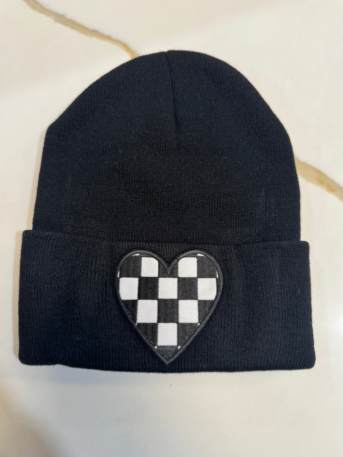 Checker Heart Beanie