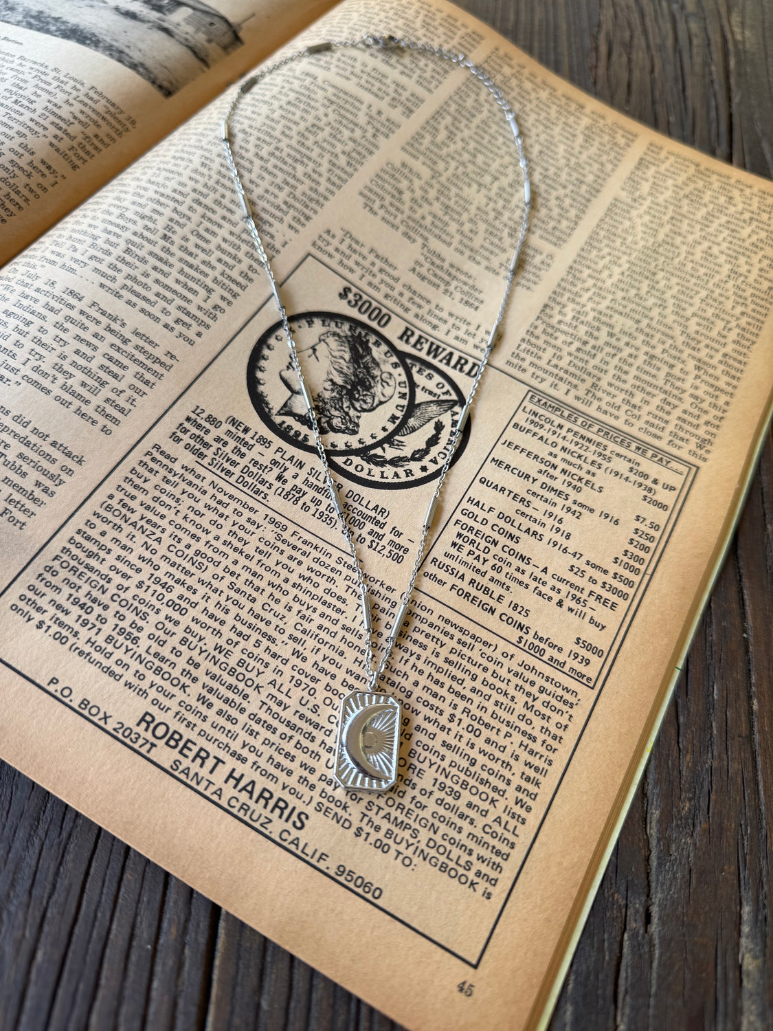 Silver Moon Satellite Chain Necklace