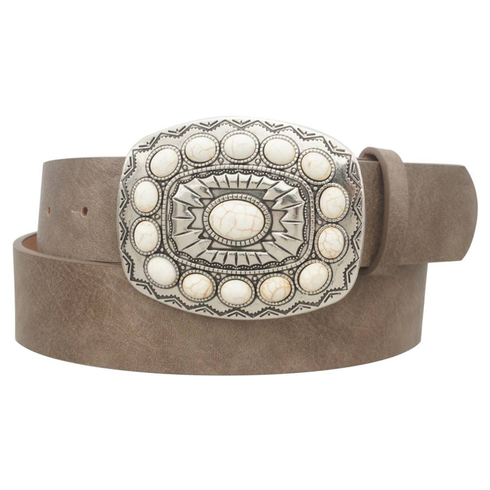 Roswell White Turquoise Buckle Belt