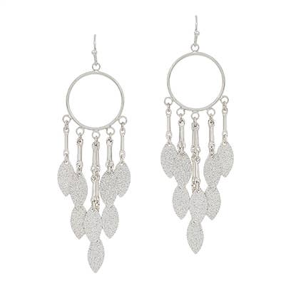 Textured Silver Leaf Fringe 2.5" Earring