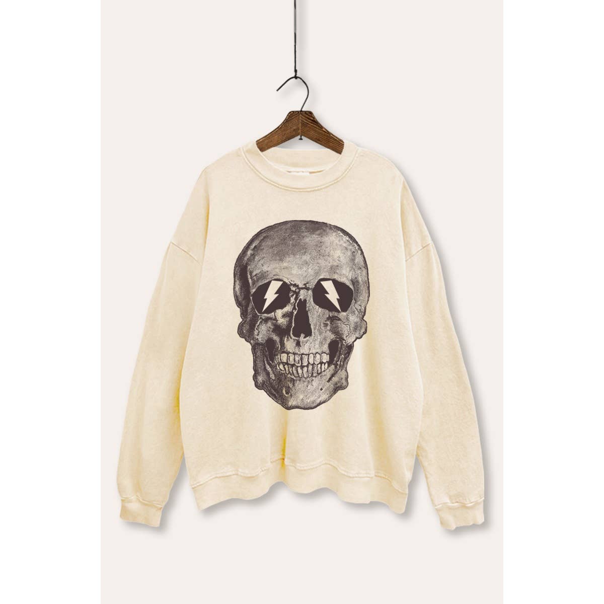 SKULL HEAD GRAPHIC COZY TERRY SWEATER