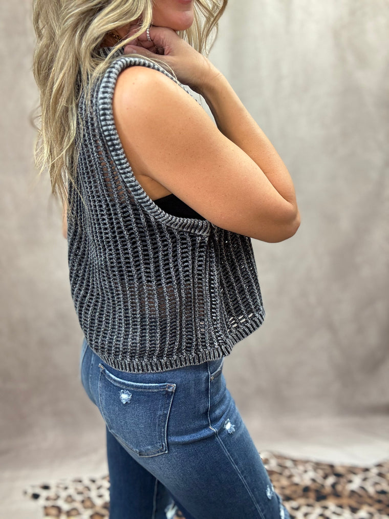 Charcoal Knit Top