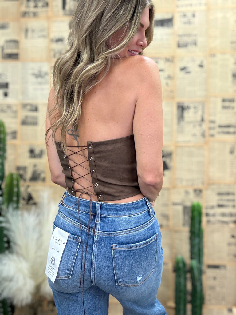 Tecova Western Floral Bustier Top
