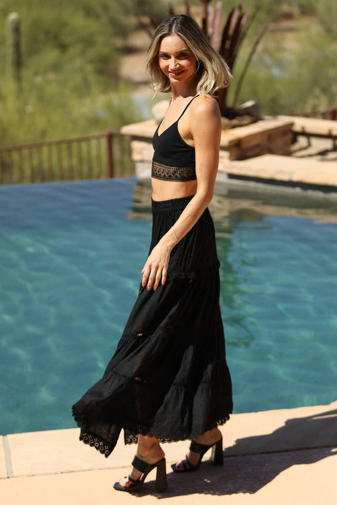 Sandra Black Maxi Tiered Skirt