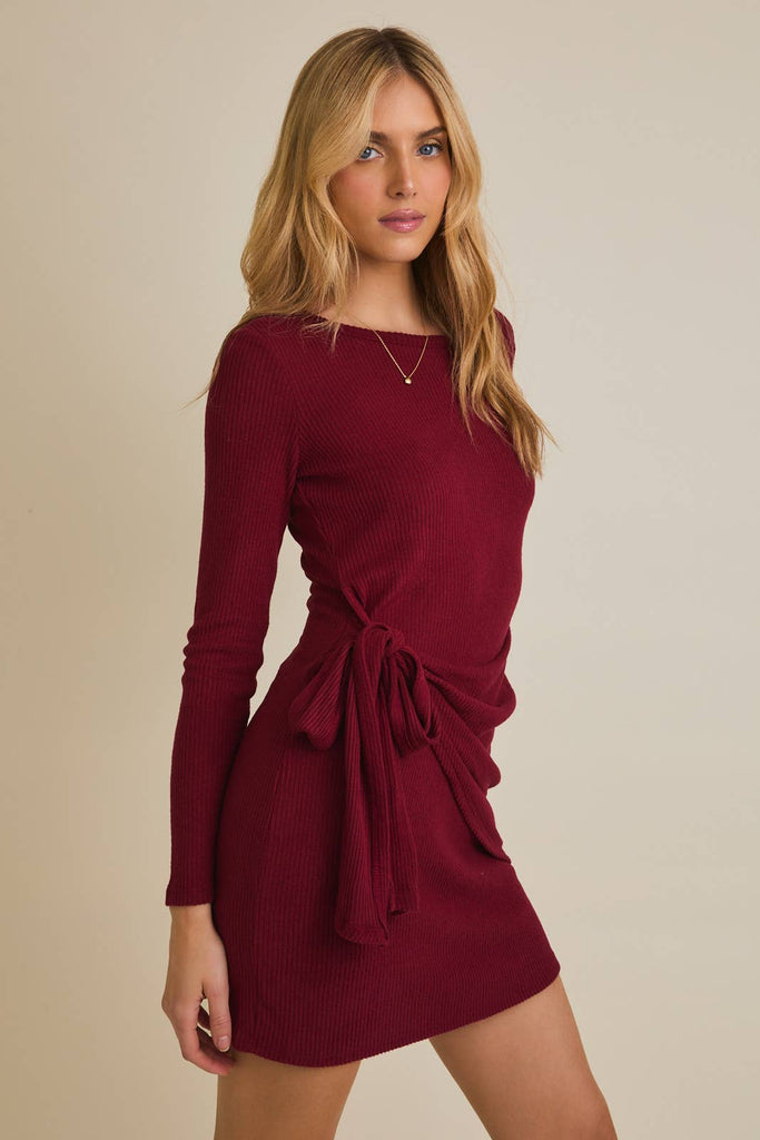 Wrapped Up Wine Sweater Dress