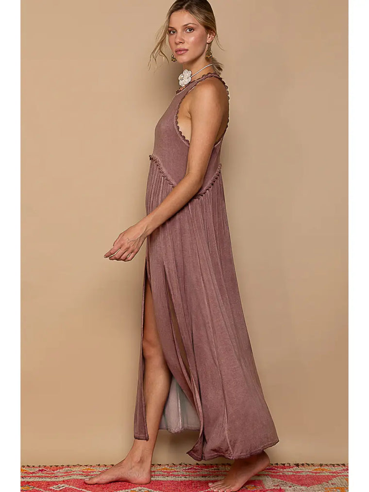Plum Double Slit Maxi Dress
