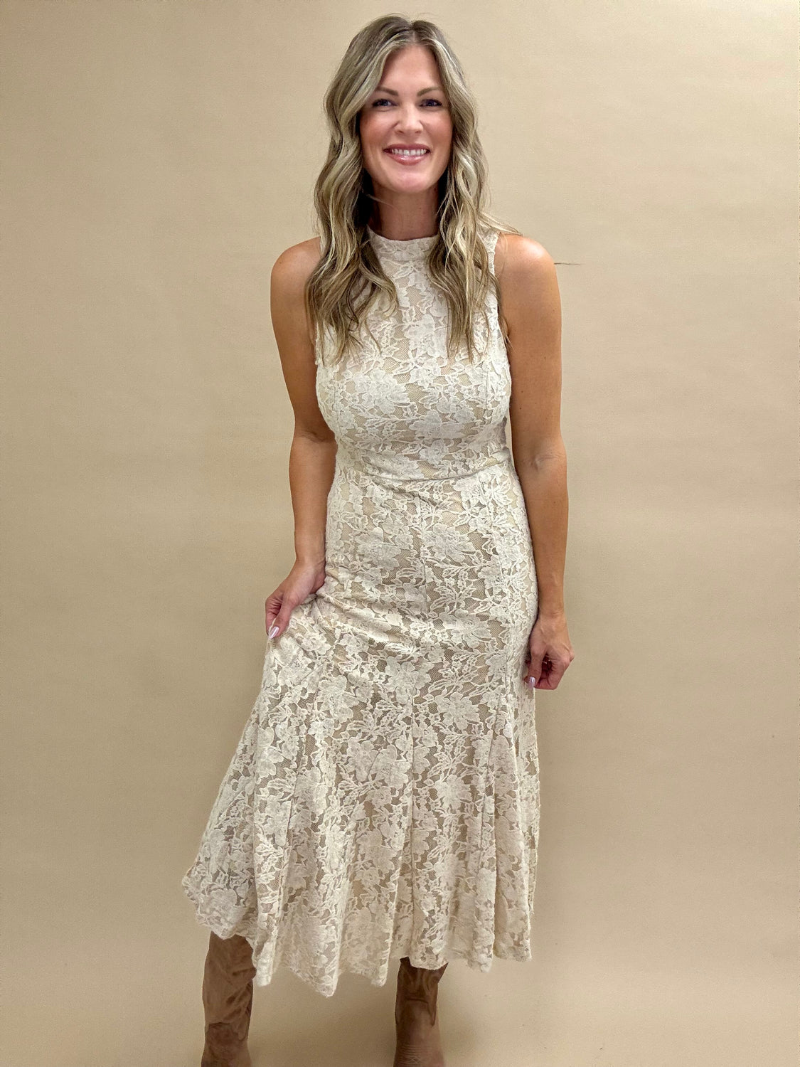 Frosted Lace Midi Dress