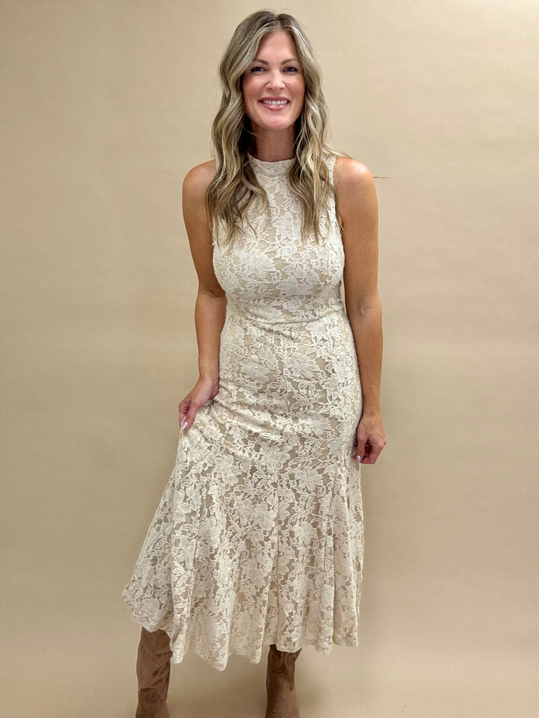 Frosted Lace Midi Dress