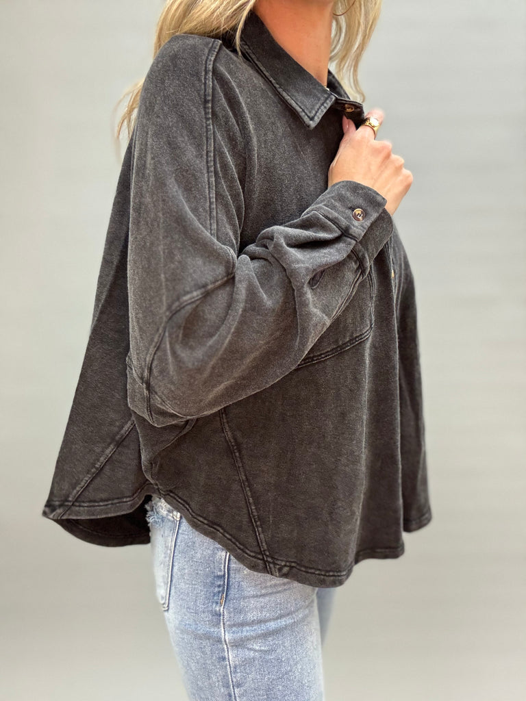 Slate Mineral Washed Shacket
