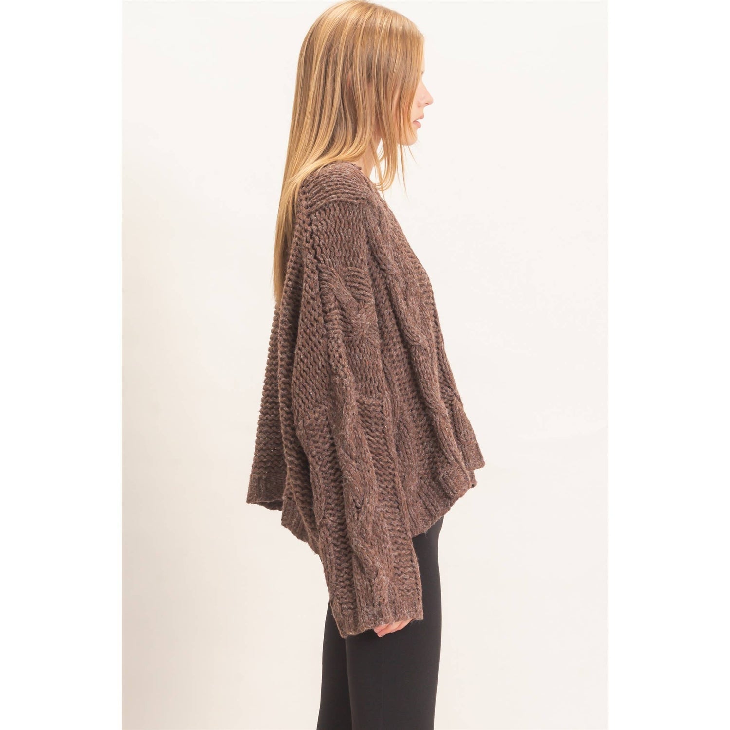 Coco Cable Knit V-Neck Sweater