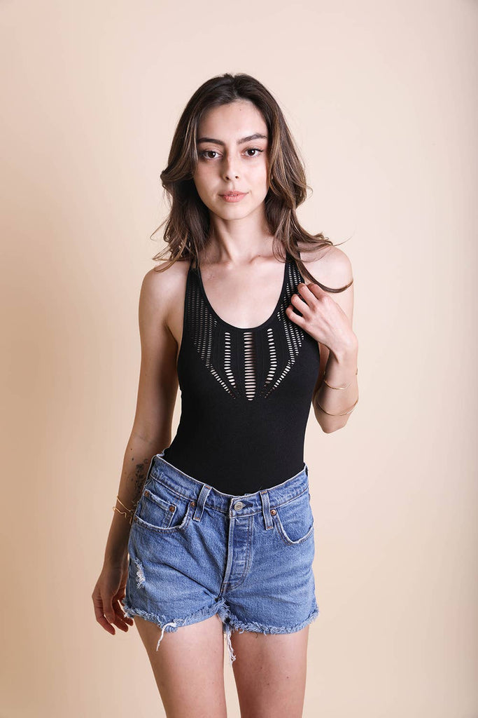 Cutout Black Bodysuit
