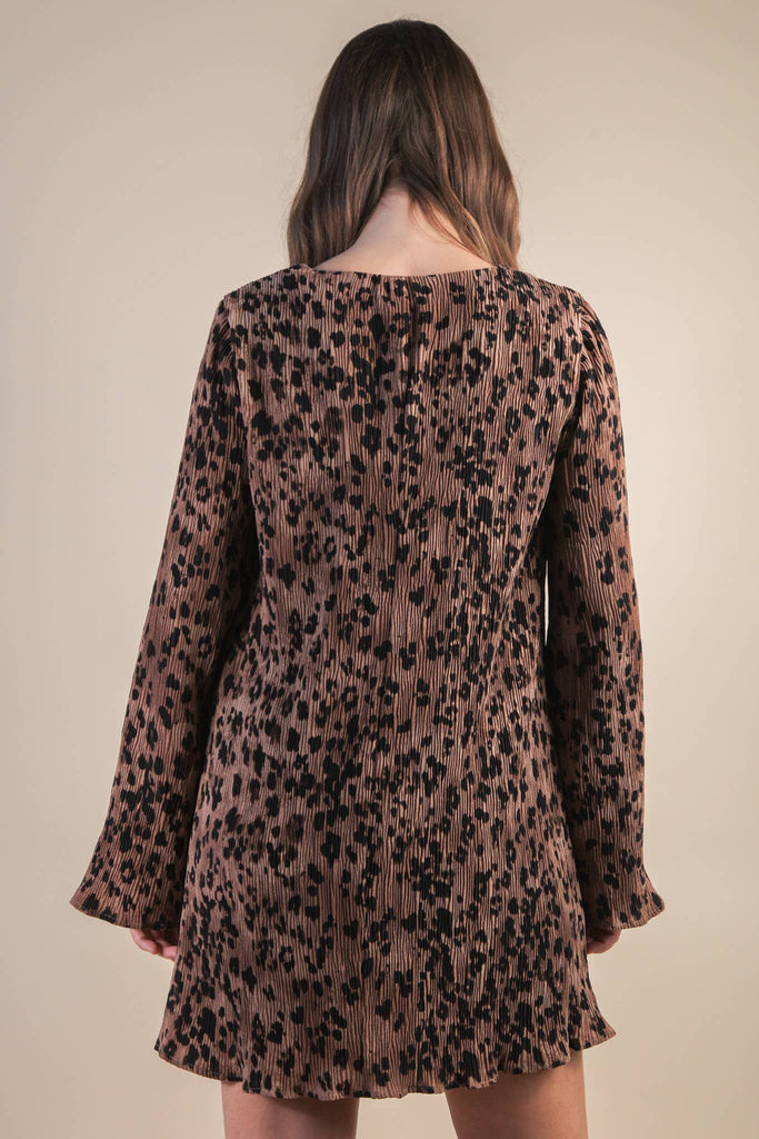 Leopard Pleated Mini Dress