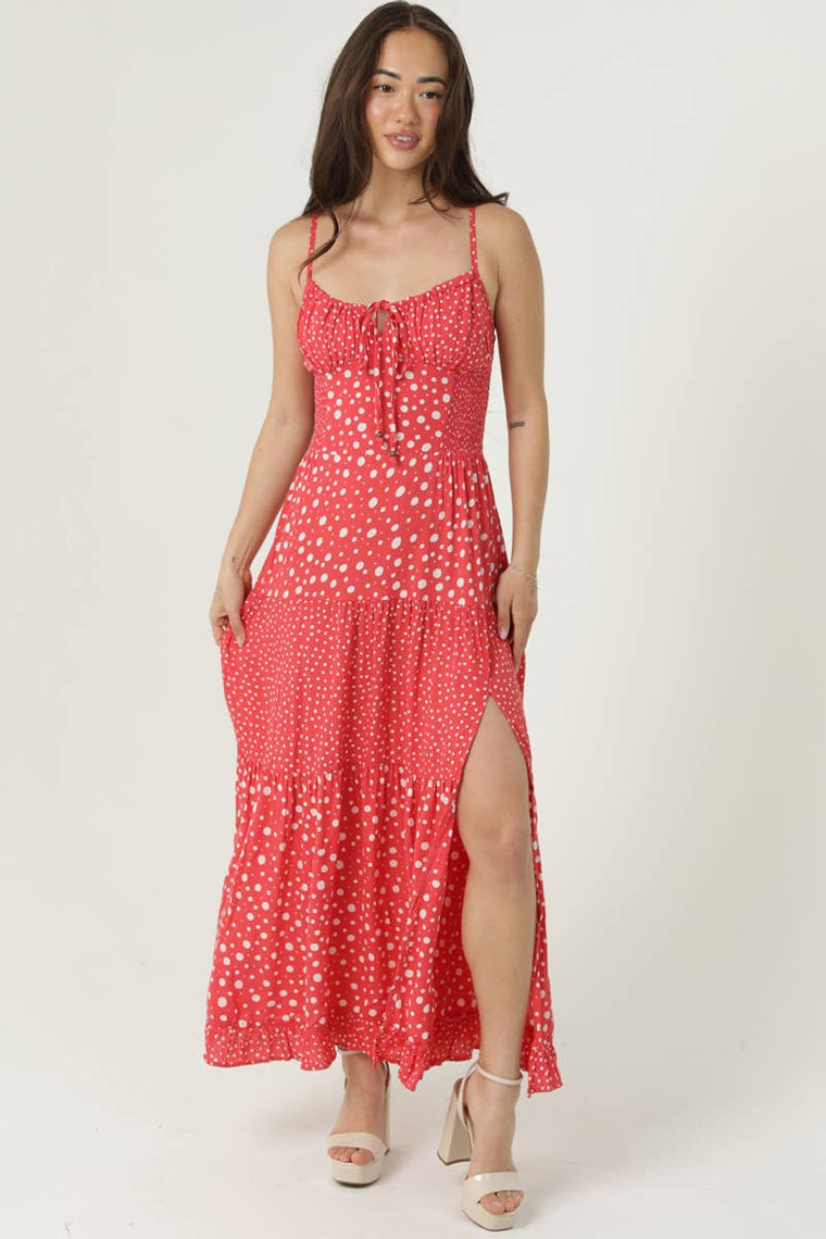 Strawberry Polka Dot Midi Dress