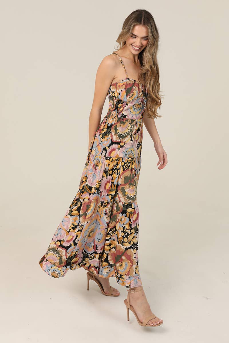 Donna Floral Side Slit Midi Dress
