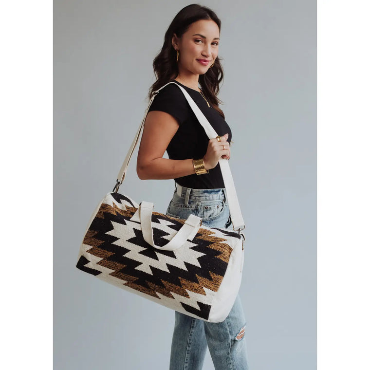 Cream & Black Aztec Duffle